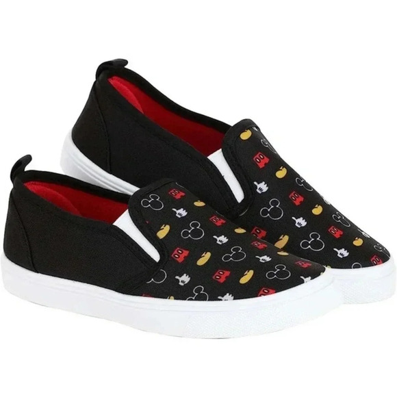 Disney Mickey Mouse Youth Canvas Upper Round Toe Slip-On Sneakers Black Size 12 - Picture 1 of 7